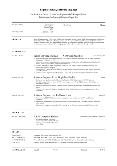 Moderne CV-mal Classic