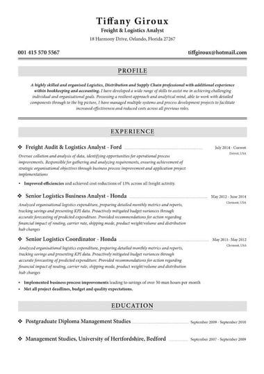 Moderne CV-mal Traditional