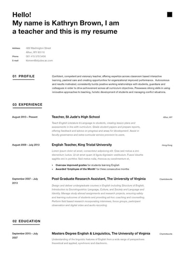 Enkel CV-mal Minimalist