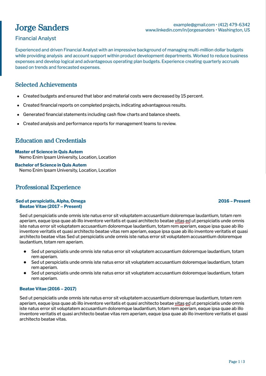 Academic resume template