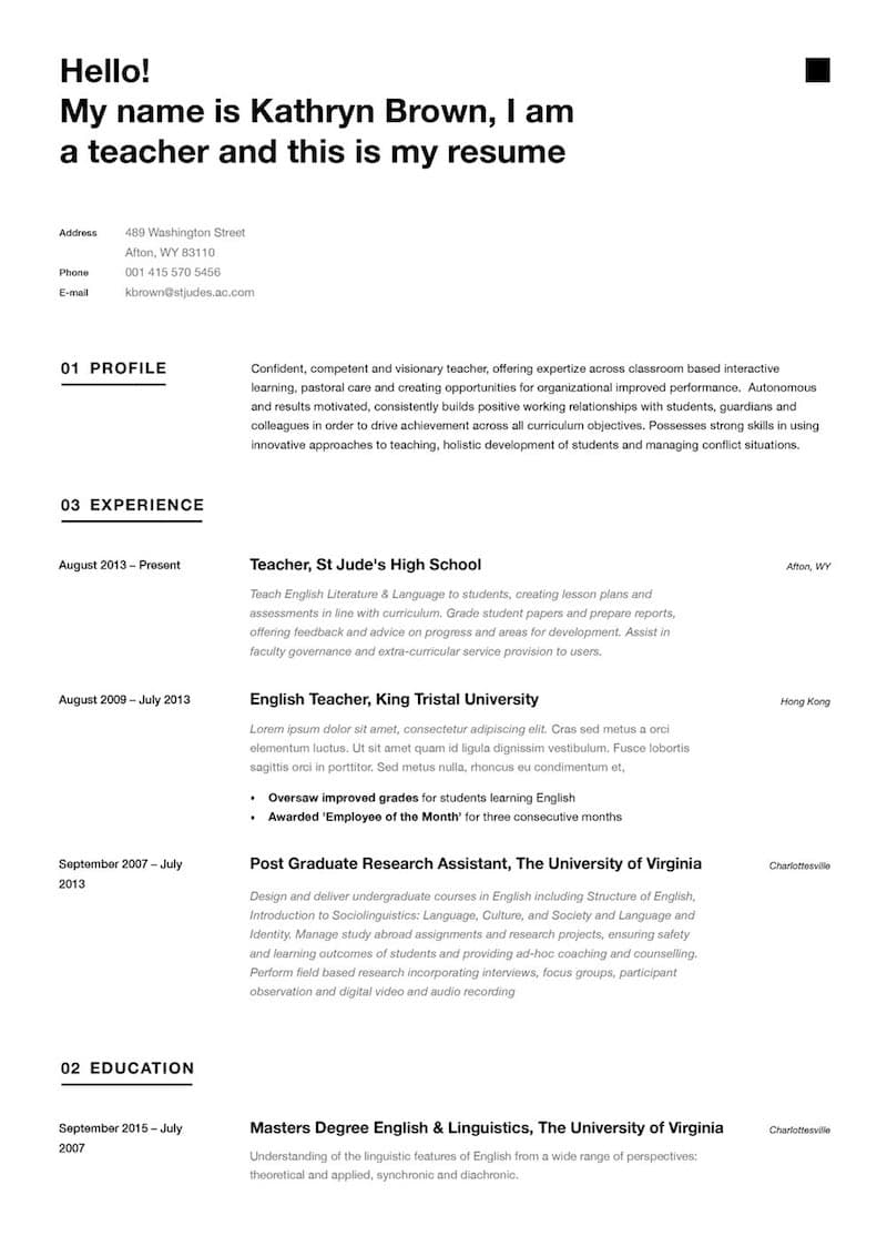Singapore resume template